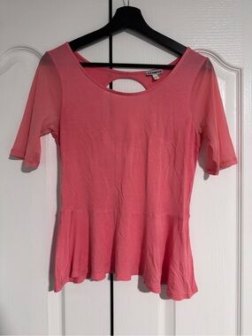Express Coral Pink Scoop Neck Peplum Top